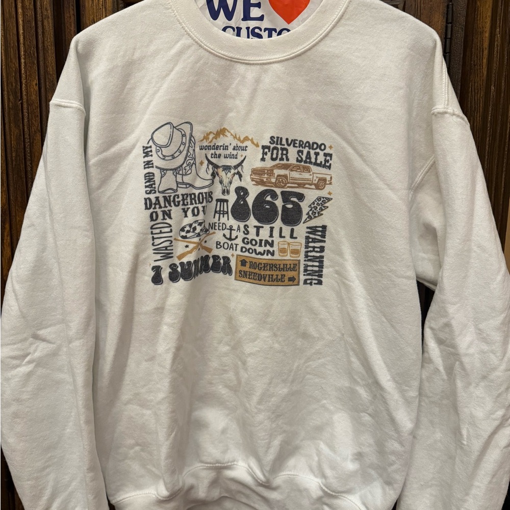 White Graphic Morgan Wallen crewneck